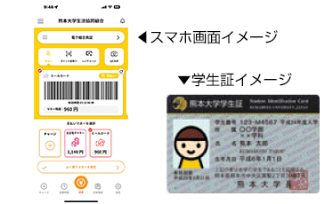 スマホアプリまたは学生証