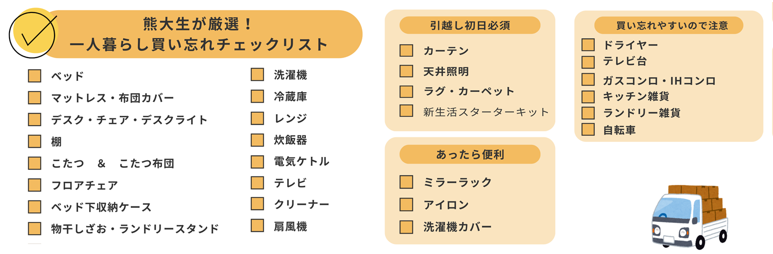 家具・家電・自転車を購入する｜受験生・新入生応援サイト｜熊本大学生活協同組合