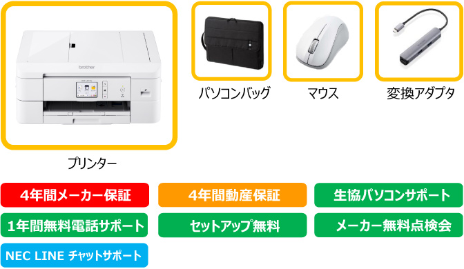 パソコンバッグ・マウス・変換アダプタ・プリンタ