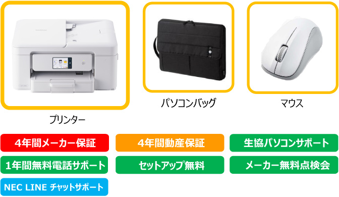 パソコンバッグ・マウス・変換アダプタ・プリンタ